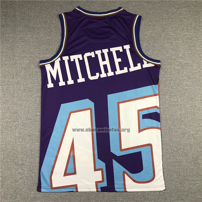 Camiseta Utah Jazz Donovan Mitchell NO 45 Mitchell & Ness Big Face Violeta